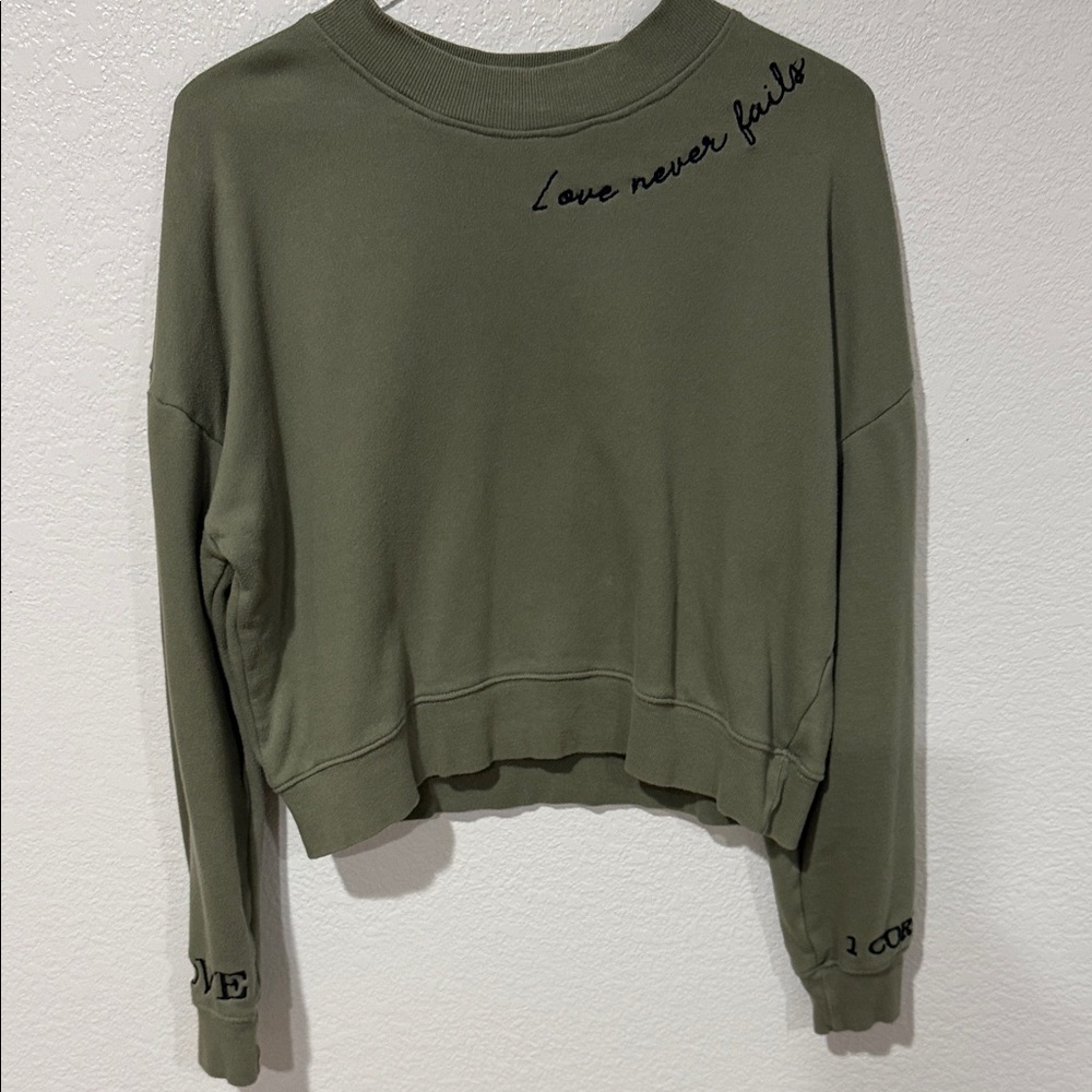 Love Never Fails Olive Sweatshirt